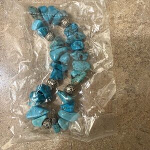 Turquoise and Silver Beaded Necklace